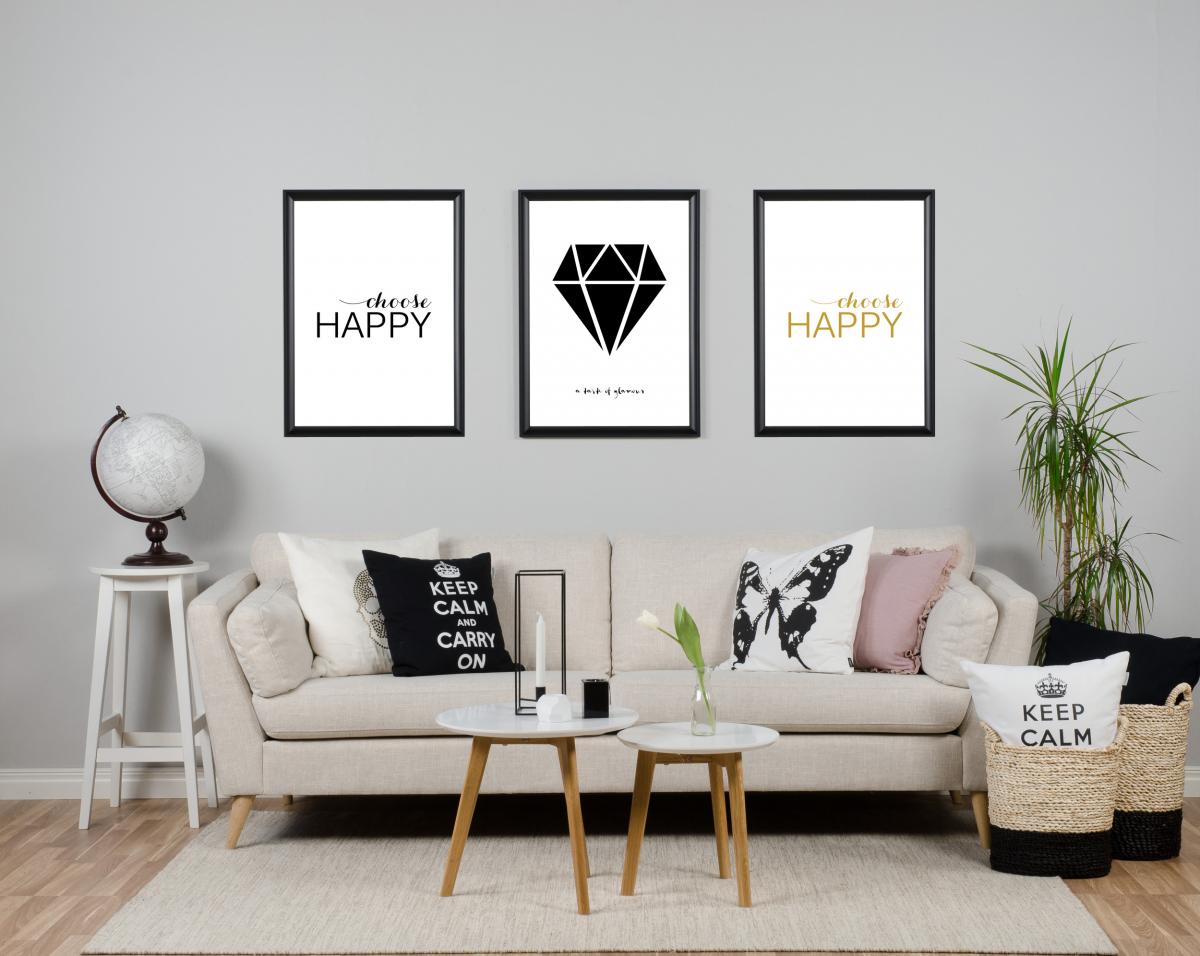 Lagervaror egen produktion Choose happy - Black Poster