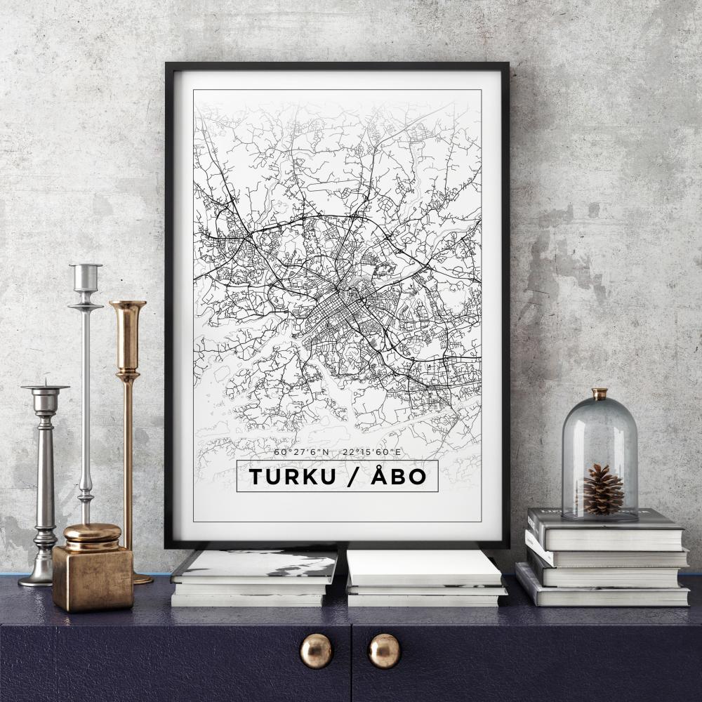 Bildverkstad Map - Turku / bo - White Poster