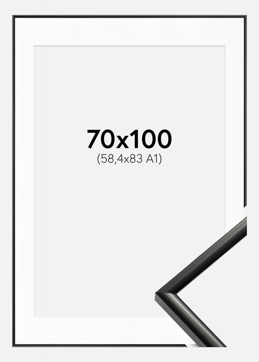 Ram med passepartou Fotolijst New Lifestyle Zwart 70x100 cm - Passe-partout Wit 59,4x84 cm (A1)