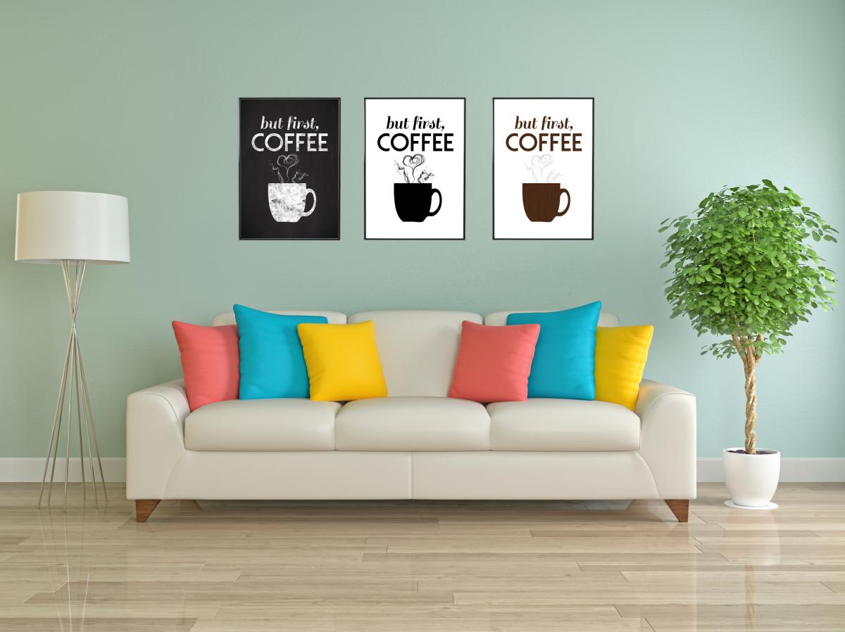 Bildverkstad But first coffee - Black Poster