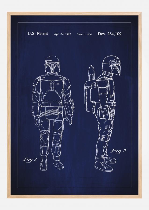 Bildverkstad Patenttekening - Star Wars - Boba Fett - Blauw Poster