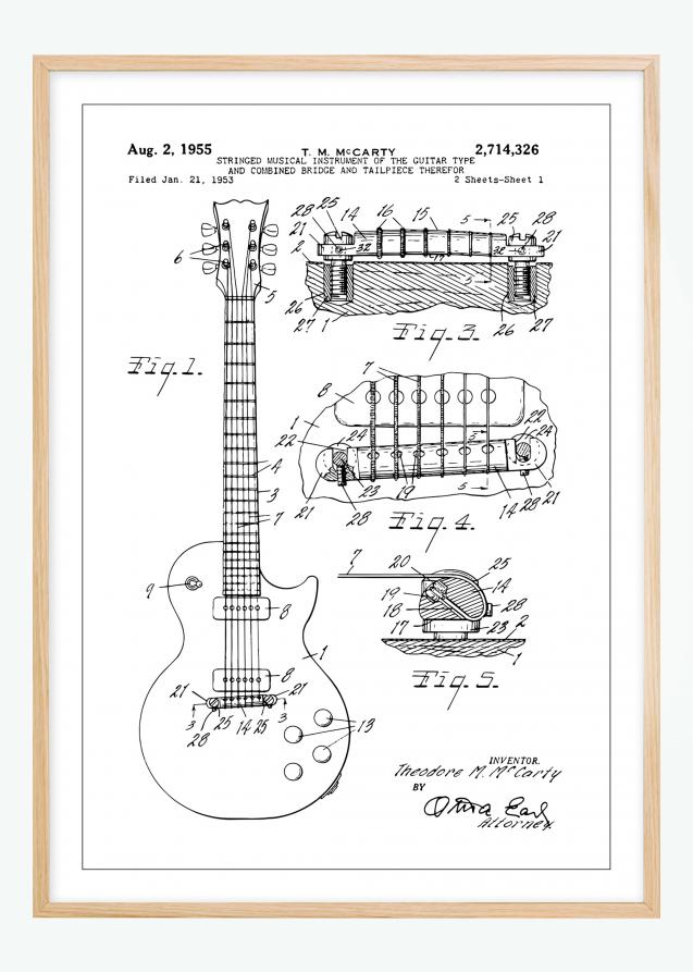 Lagervaror egen produktion Patenttekening - Elektrische gitaar I Poster