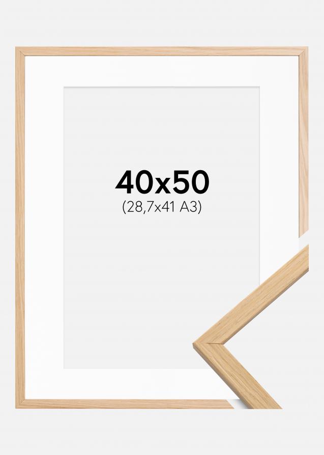Ram med passepartou Fotolijst Edsbyn Eiken 40x50 cm - Passe-partout Wit 29,7x42 cm (A3)