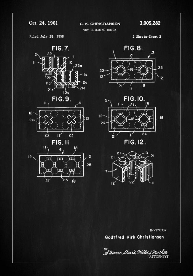 Bildverkstad Patent Print - Lego Block II - Black