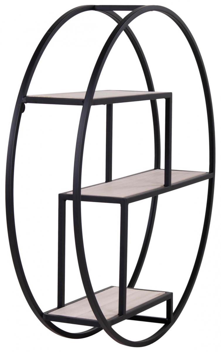House Nordic Wandplank Rotterdam 62 cm Ø - Zwart/Hout