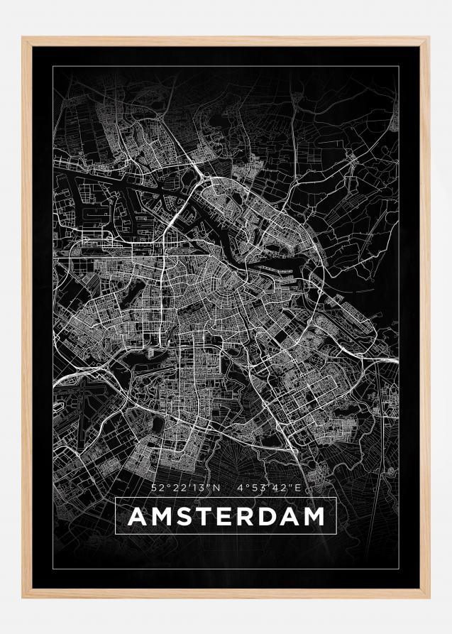 Bildverkstad Map - Amsterdam - Black Poster