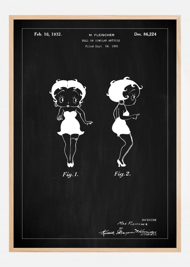 Bildverkstad Patenttekening - Betty Boop - Zwart Poster