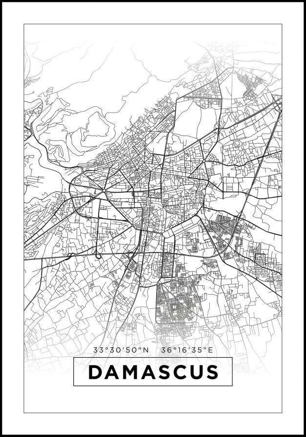 Bildverkstad Map - Damascus - White Poster