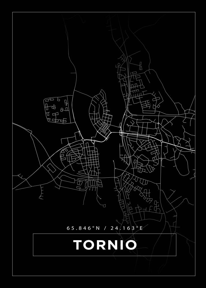 Bildverkstad Map - Tornio - Black Poster