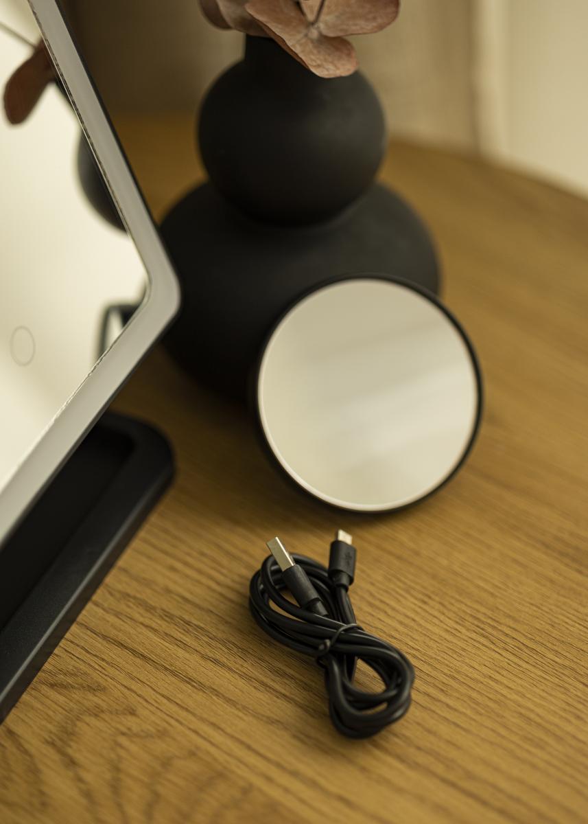 KAILA KAILA Make-up spiegel LED Strip met Bluetooth Speaker Zwart 18x30 cm