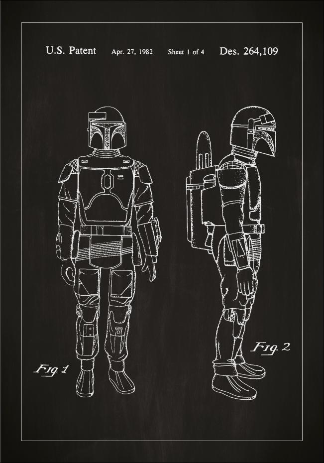 Bildverkstad Patenttekening - Star Wars - Boba Fett - Zwart Poster