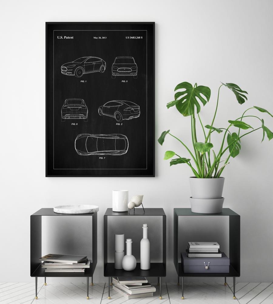 Bildverkstad Patent Print - Tesla - Black