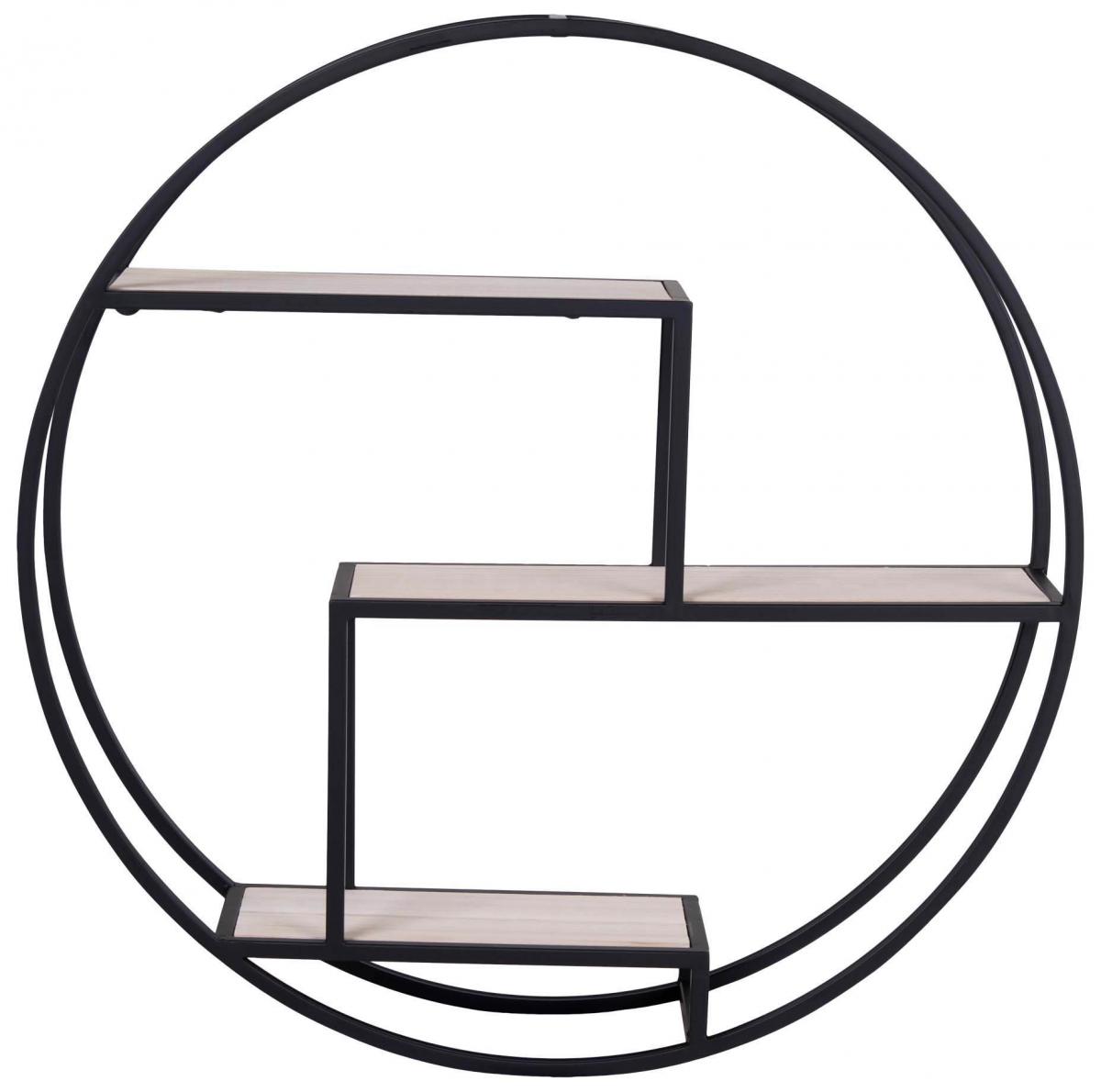 House Nordic Wandplank Rotterdam 62 cm Ø - Zwart/Hout