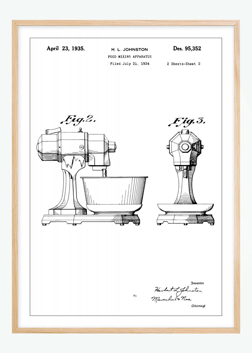 Bildverkstad Patenttekening - Mixer II Poster