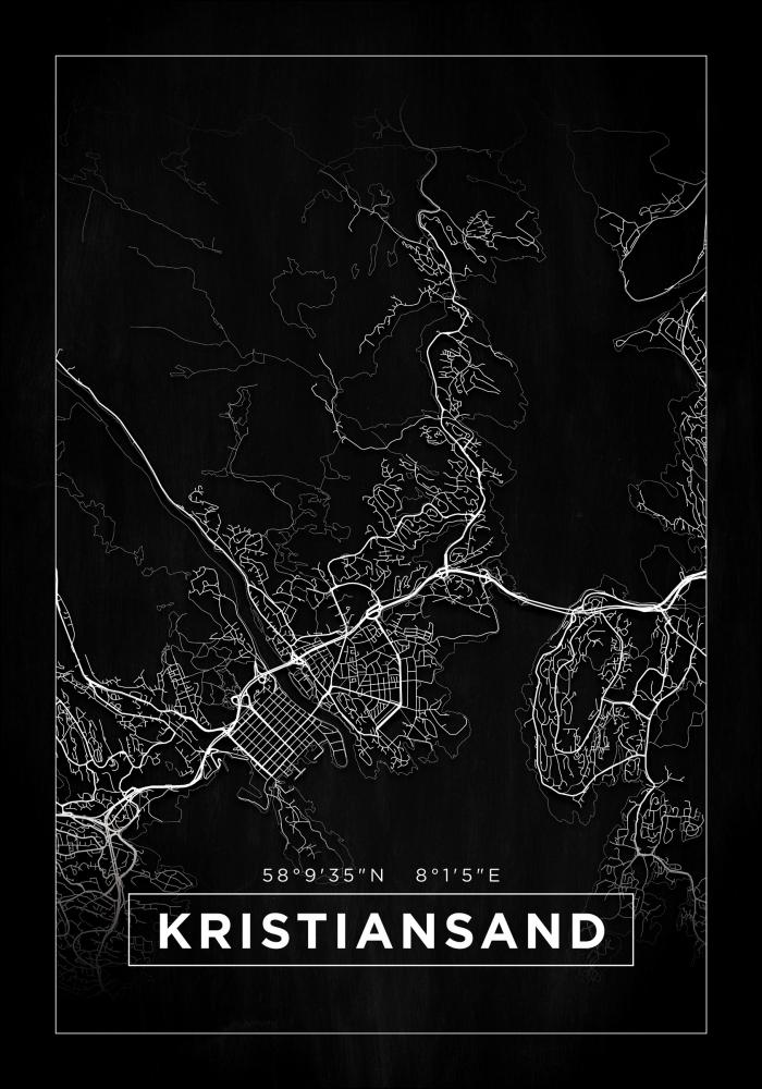 Bildverkstad Map - Kristiansand - Black Poster