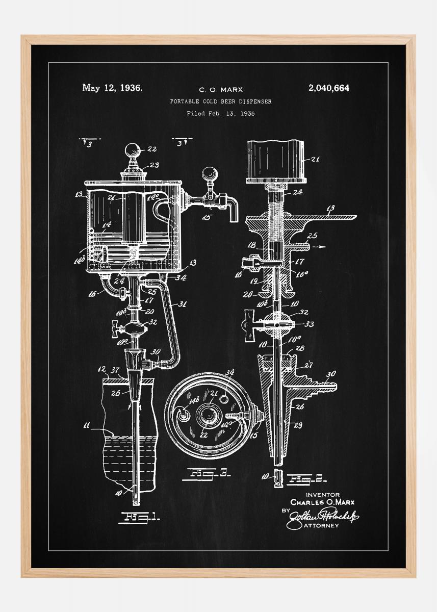 Bildverkstad Patent Print - Portable Cold Beer Dispenser - Black Poster