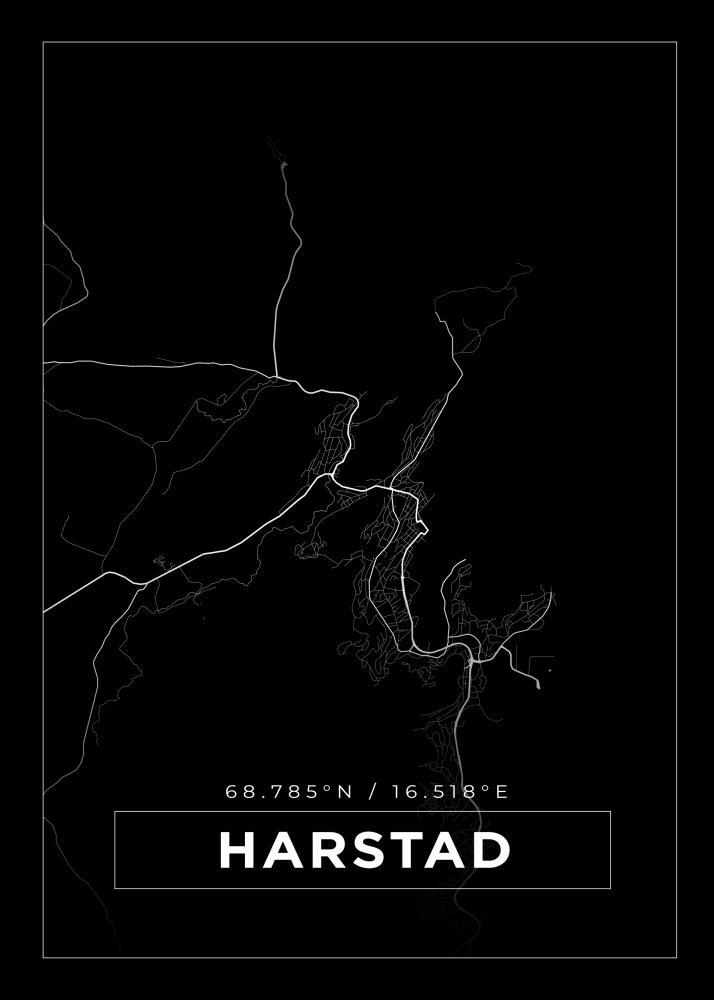 Bildverkstad Map - Harstad - Black Poster