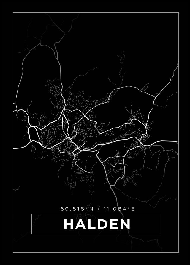Bildverkstad Map - Halden - Black Poster