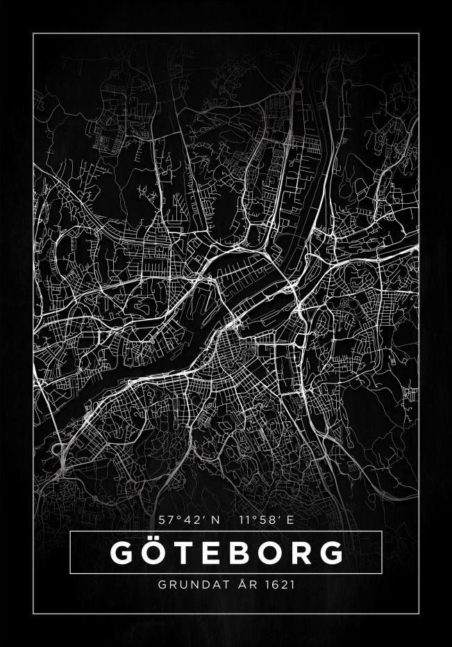 Bildverkstad Map - Gteborg - Black Poster