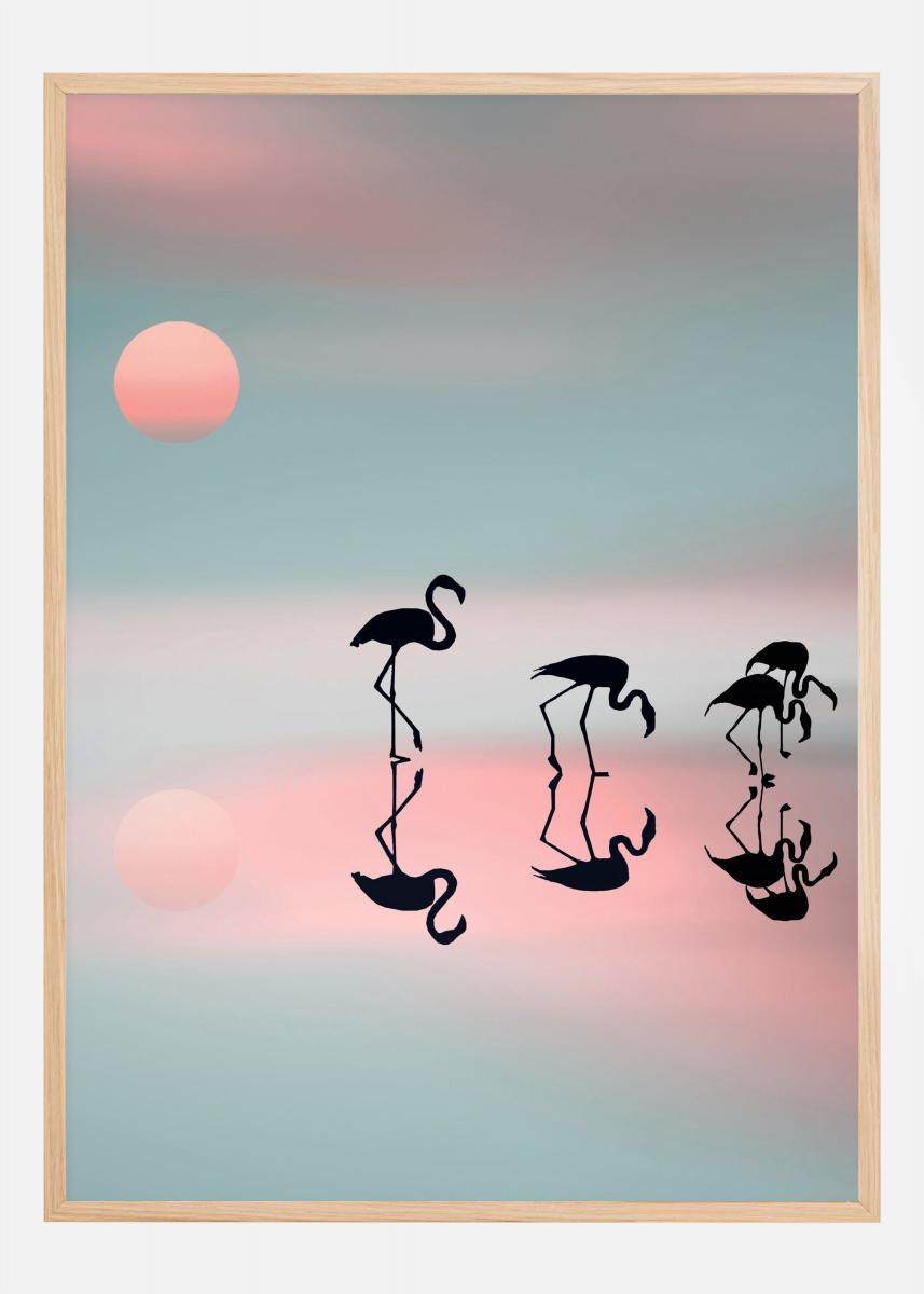 Bildverkstad Family Flamingos Poster