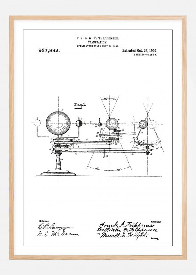 Bildverkstad Patenttekening - Planetarium - Wit Poster