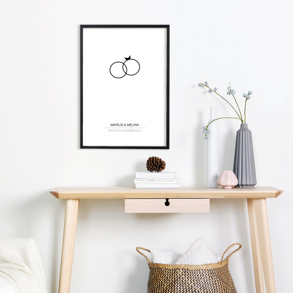 Personlig poster Wedding Ring - Black