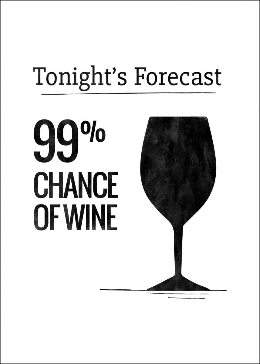 Lagervaror egen produktion Tonights Forecast 99% Chance of Wine Poster