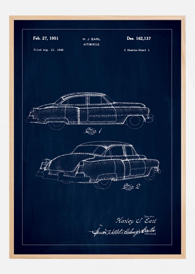 Bildverkstad Patenttekening - Cadillac I - Blauw Poster