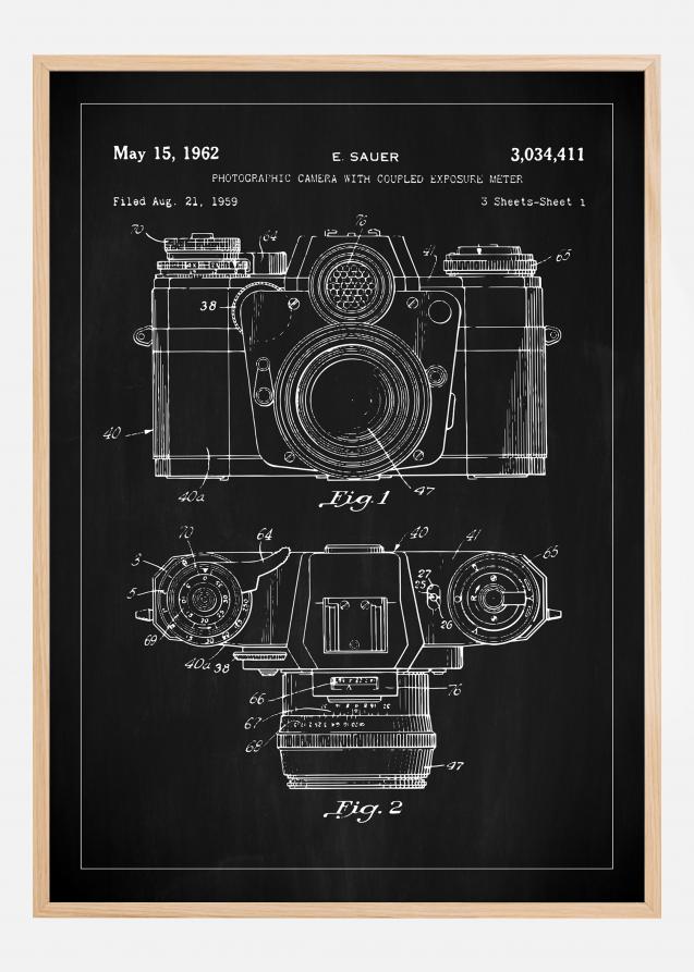 Bildverkstad Patenttekening - Camera I - Zwart Poster