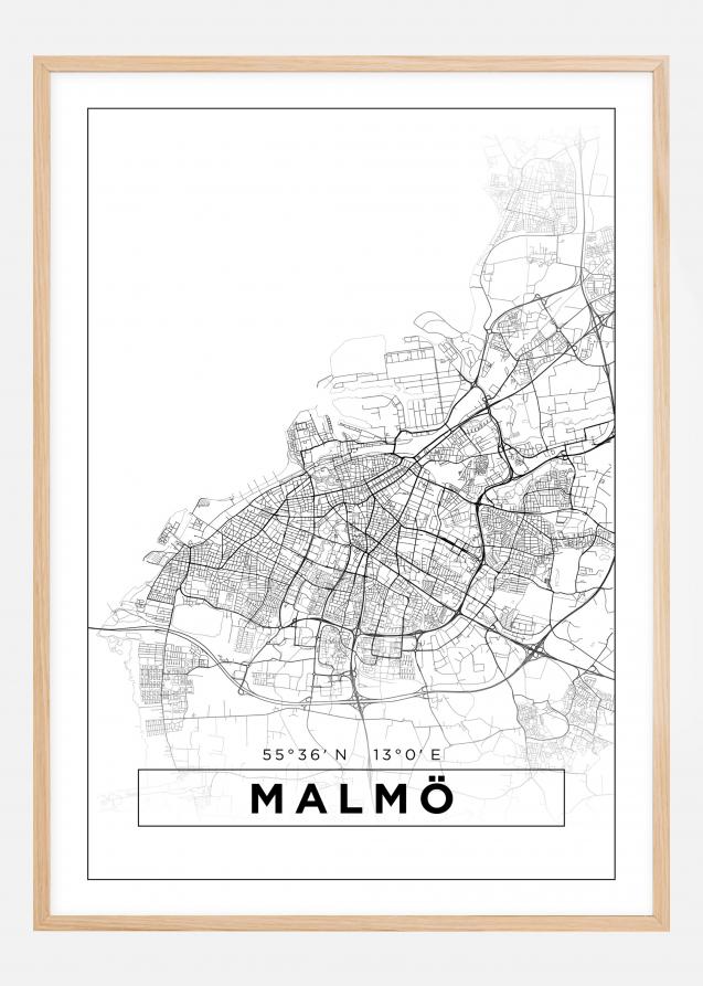 Bildverkstad Map - Malmö - White Poster
