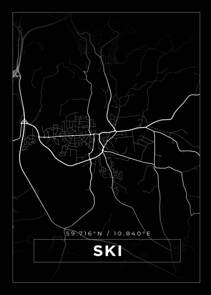 Bildverkstad Map - Ski - Black Poster