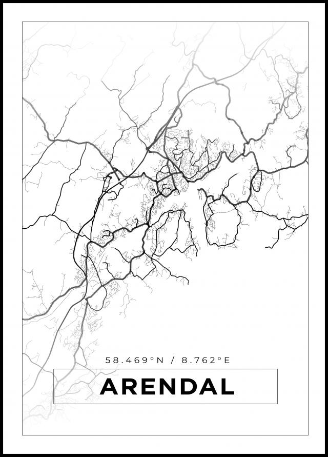 Bildverkstad Map - Arendal - White Poster