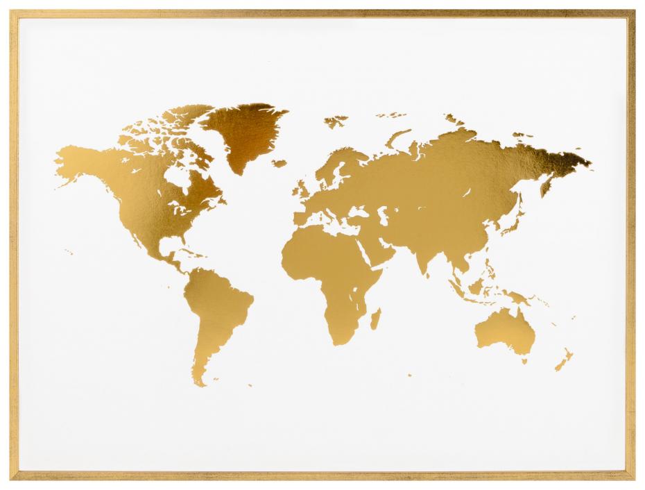 Gteborgstryckeriet Wereldkaart in Goud - Gefolied Poster