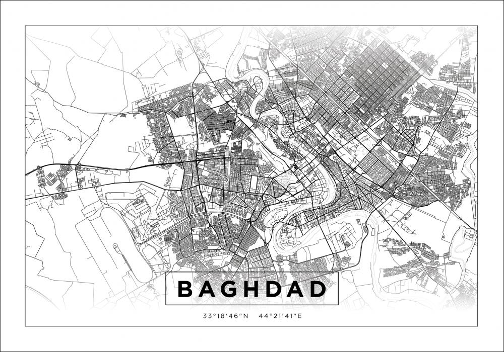 Bildverkstad Map - Baghdad - White Poster