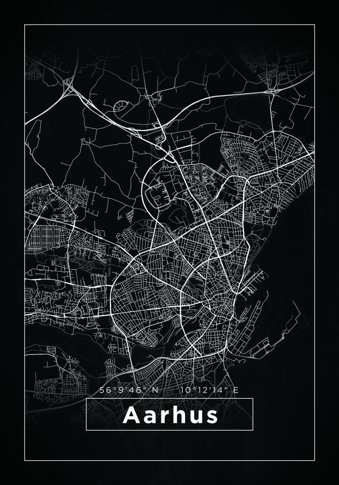 Bildverkstad Map - Aarhus - Black Poster