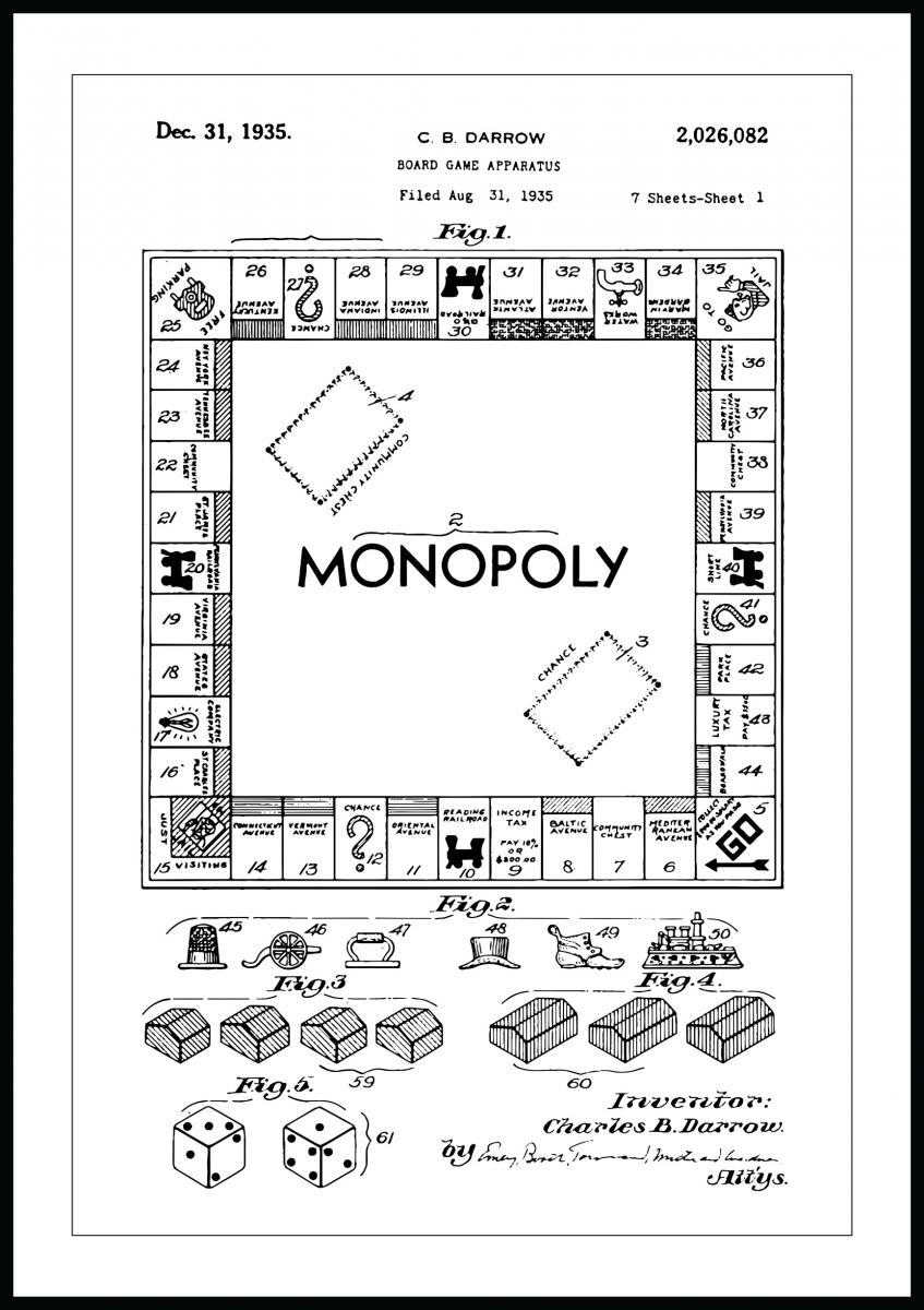 Lagervaror egen produktion Patenttekening - Monopolie I Poster