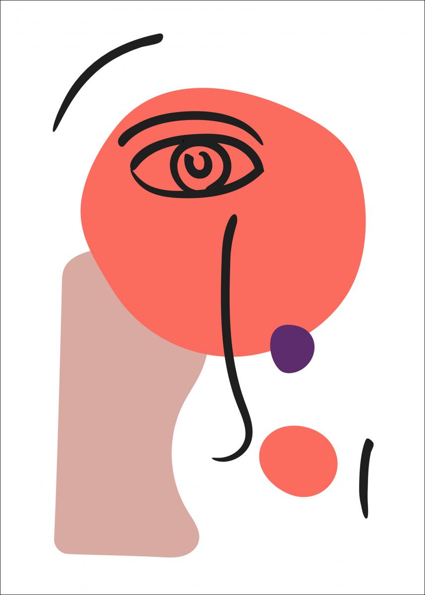 Bildverkstad Abstract Face - Red I Poster