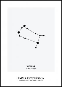 Personlig poster Gemini - Star Signs