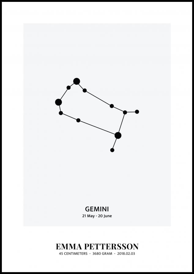 Personlig poster Gemini - Star Signs