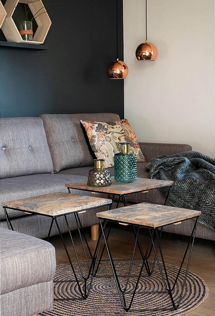House Nordic Bijzettafel Ranchi Grijs - 3 st