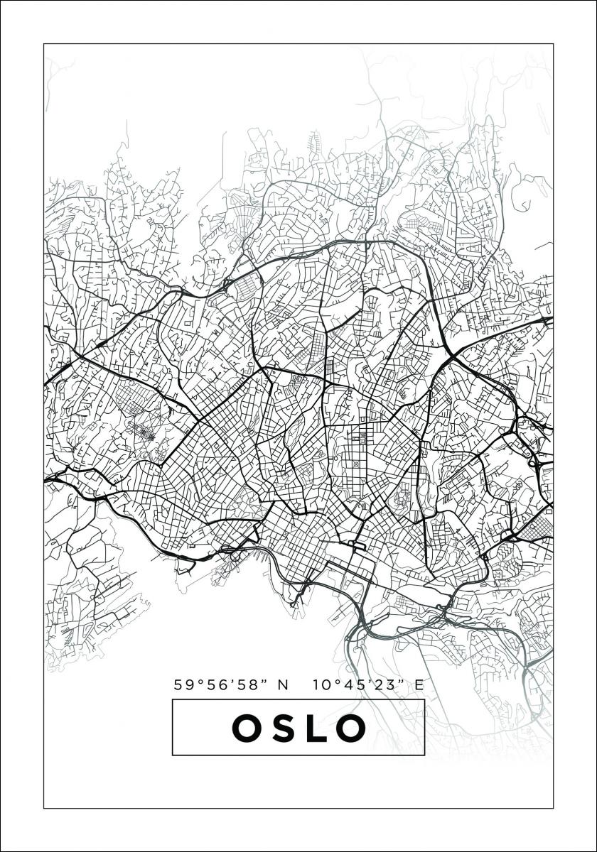 Bildverkstad Map - Oslo - White Poster