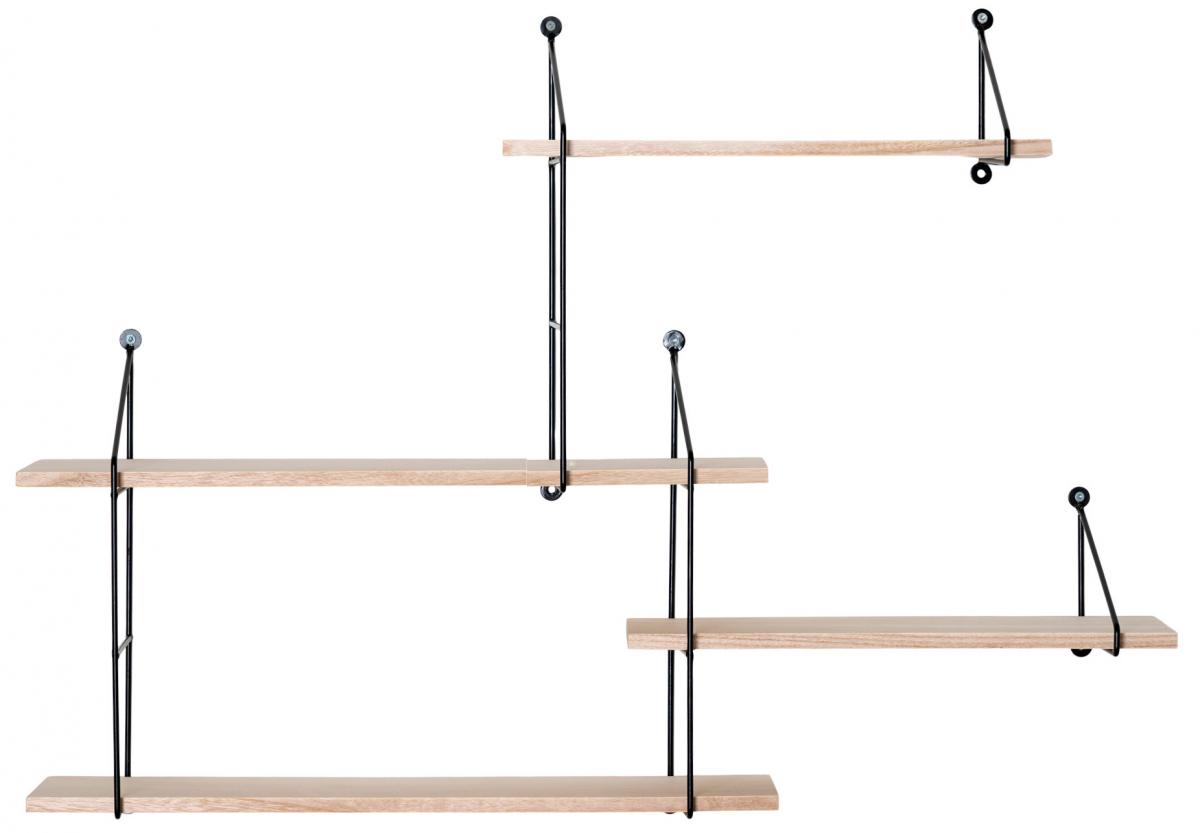 House Nordic Wandplank Harlem 99x62 cm - Zwart/Hout