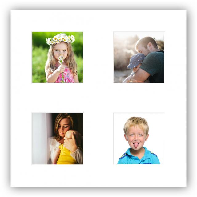 Egen tillverkning - Passepartouter Collagepasse-partout Wit 4 Foto's - Op maat gemaakt (Witte kern)