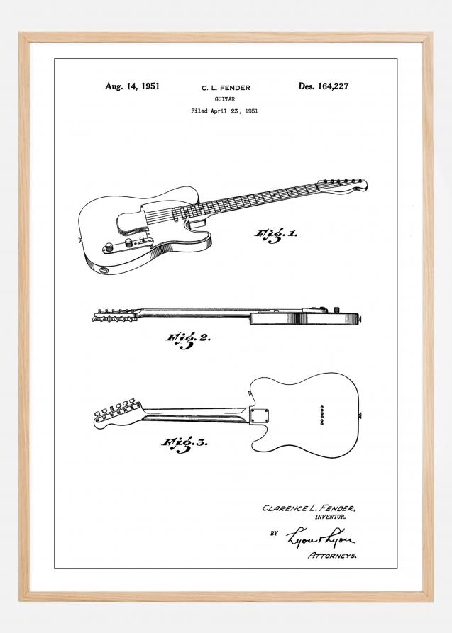 Bildverkstad Patent Print - Guitar - White Poster