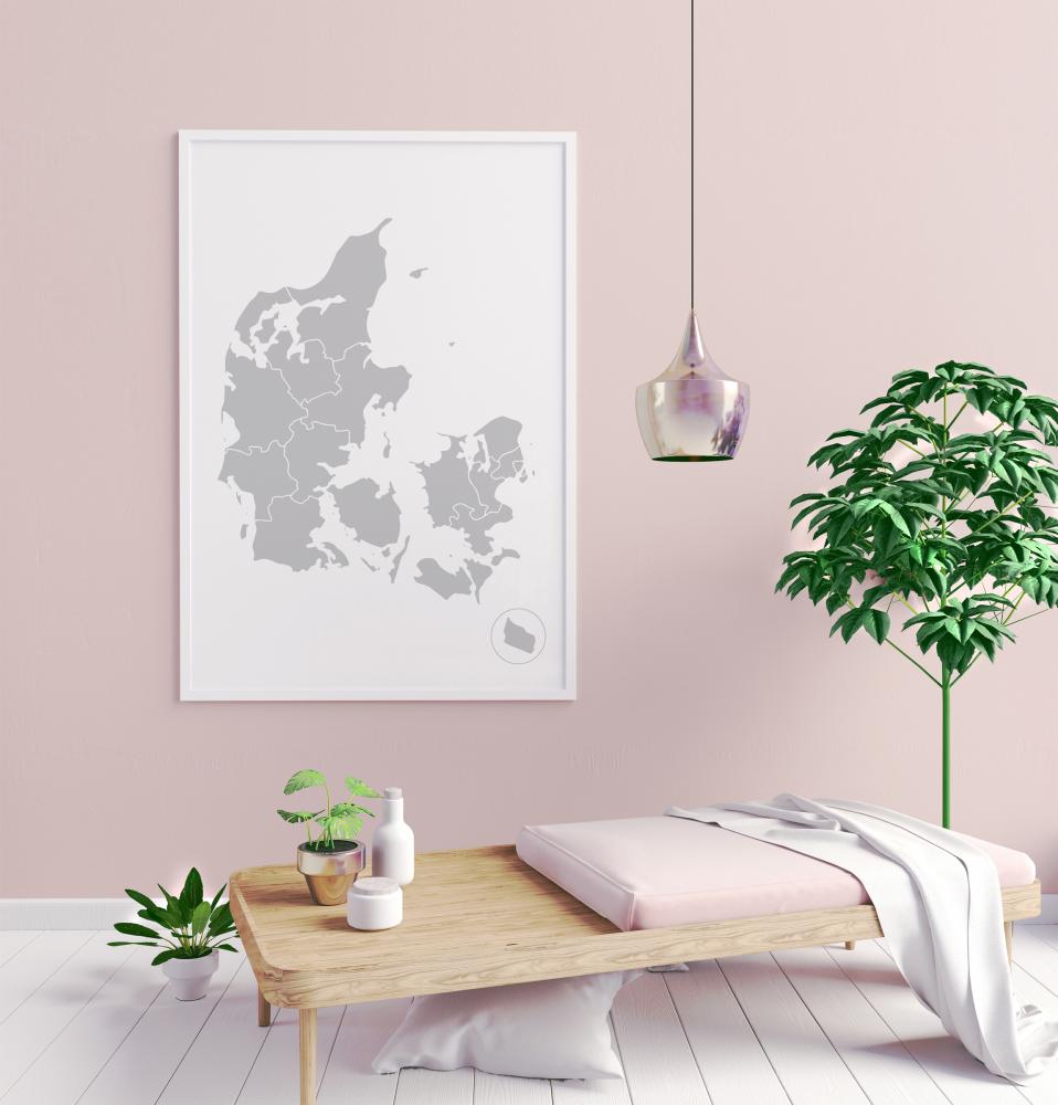 Bildverkstad Map - Danmark - Grijs Poster
