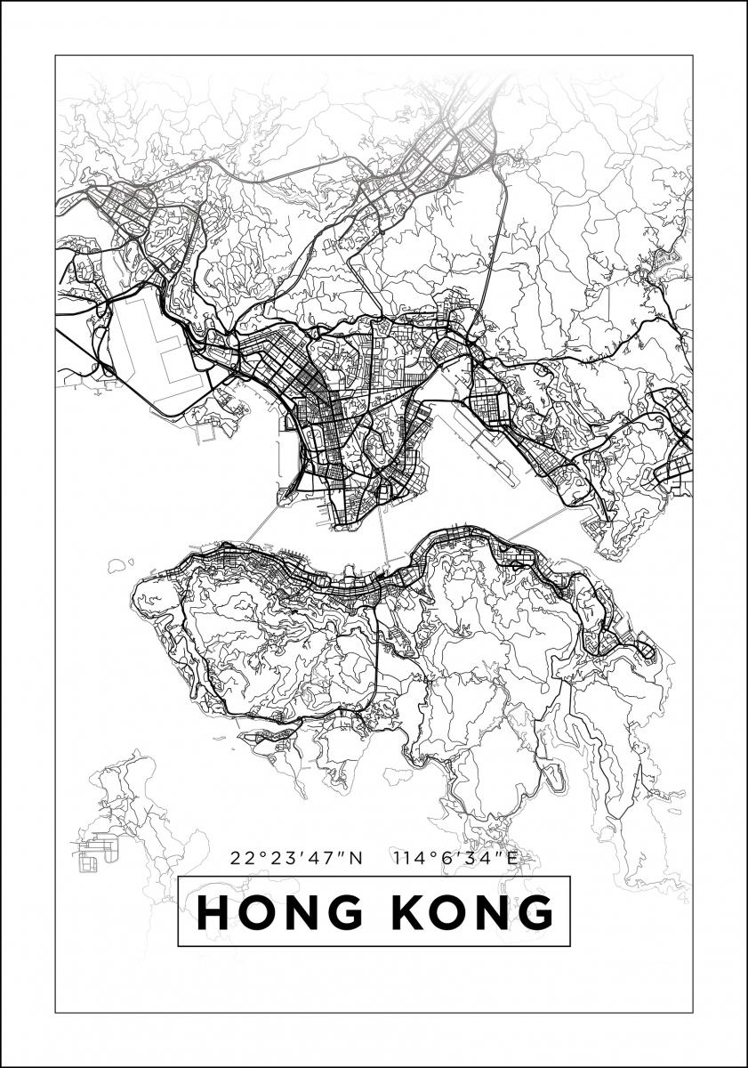 Bildverkstad Map - Hong Kong - White Poster