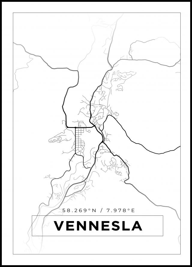 Bildverkstad Map - Vennesla - White Poster