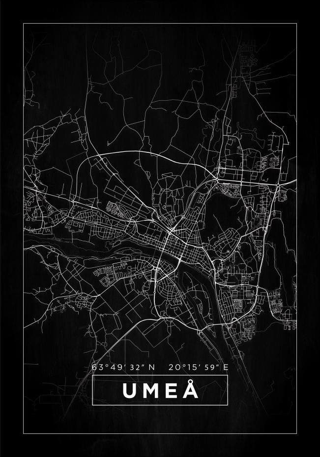 Bildverkstad Map - Ume - Black Poster