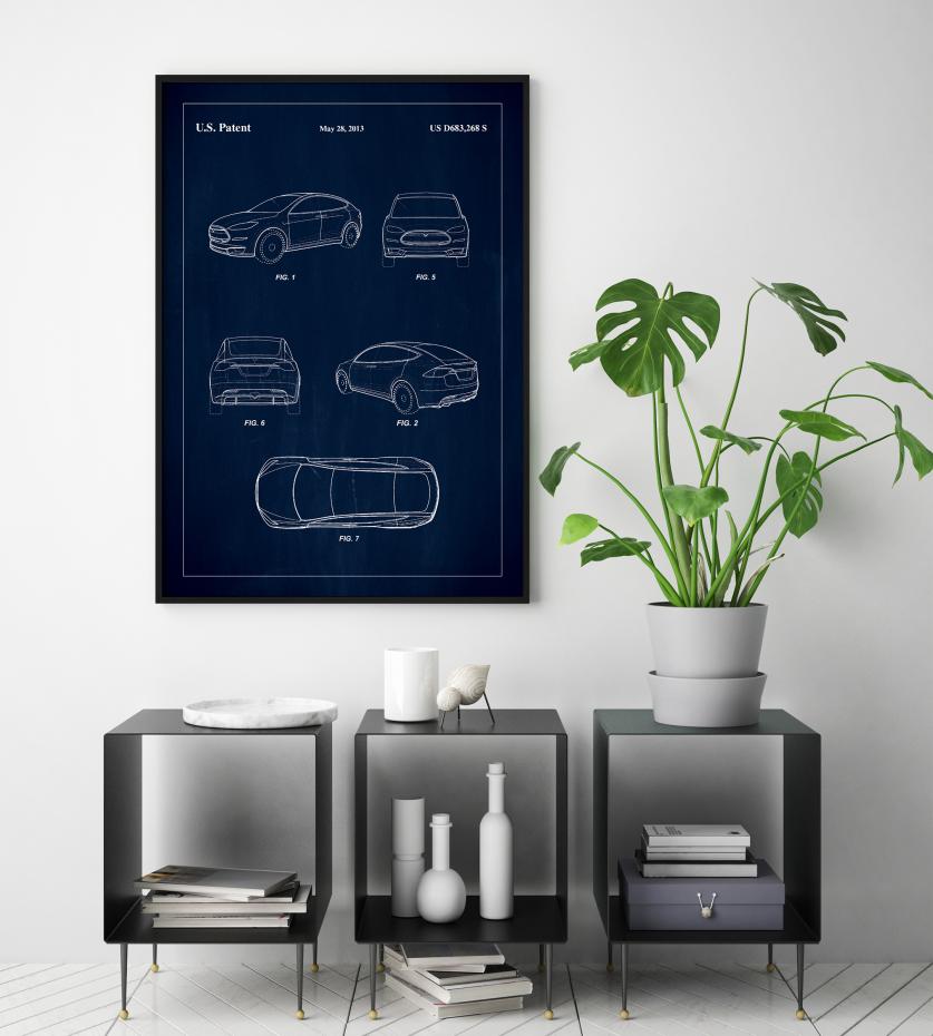 Bildverkstad Patent Print - Tesla - Blue