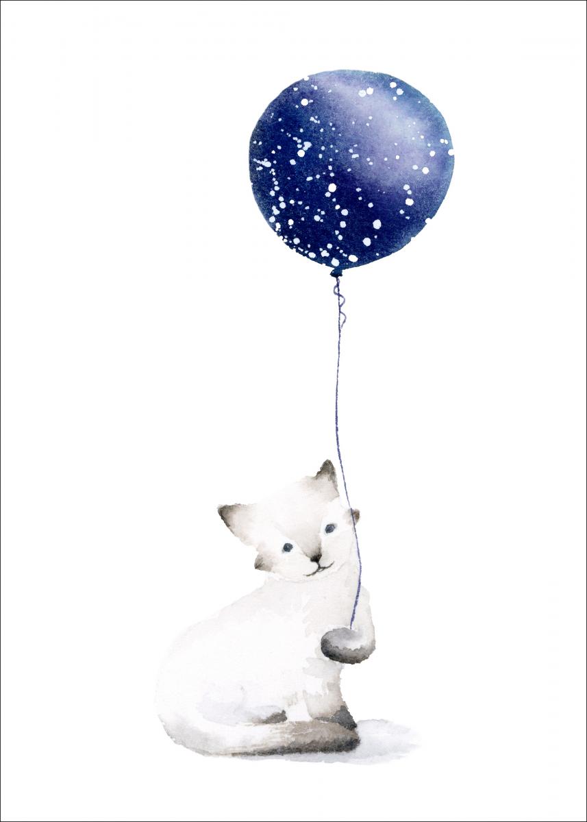 Bildverkstad Cat With Balloon Poster